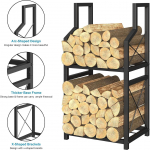 Malkų laikiklis, 2 pakopų židinio malkų laikymo stovas, medienos laikymas vidaus židiniui, malkų krosnelei arba lauko terasos malkų stovas