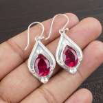 Rožinis turmalinas 925 prabos sidabro auskaras, rankų darbo brangakmenių papuo&scaron;alas auskaras, skirtas Atminties dienai 1.90 Inches rožinė
