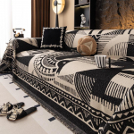 Visą dengiantis sofos užvalkalas-dulkių surinkėjas, universalus keturių sezonų, i&scaron; &scaron;enilinio audinio, sofos užklotas, apsauga nuo dulkių, sofos paklodė, sofos apdangalas 180*420cm smėlis