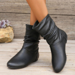 Madingi Comemore Madingi Didelio Dydžio Sluoksniuoti Ankle Boots Moterims 2025 Ruduo Žiema Įslystami Susirauk&scaron;lėję Booties Plok&scaron;čiapadžiai Mink&scaron;to Paduko Komforto Batai 41 juoda