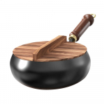 Didelis Pilvas Nelipni keptuvė Kinų Plok&scaron;čiadugnė keptuvė be dangos Gili ketaus puodas su mediniu dangčiu 24 cm skersmens Wok