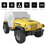 Saulės skydo uždangalas, &bdquo;Jeep Wrangler TJ&ldquo; 1997&ndash;2006 m. Sniego ir lietaus uždangalas, Atsparus oro sąlygoms automobilio uždangalas, Apsauga nuo dulkių ant kėbulo, UV apsauga - A87Q sidabras