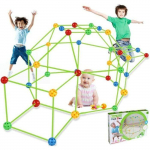 Tente pour enfants - DIY - Fluorescent - Kit construction cabane - 44 balles - 86 b&acirc;tons