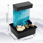 Stalo fontanas su &scaron;viesa, veikiantis nuo baterijų/USB, mini patalpų vandens fontanas, Zen meditacijos fontano atmosferos dekoras &scaron;viesiai mėlyna spalva