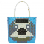 Marni Market raidžių aplikacija Austas audinys Polipropileninė pirkinių rankinė Moteri&scaron;ka rankinė &Scaron;viesiai mėlyna SHMH0063JBRF08100B30 Basic Set (Bag+Dust Bag)