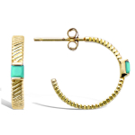 Les Tr&eacute;sors De Lily [Q6846] - Cr&eacute;oles Plaqu&eacute; Or 'Boho' turquoise dor&eacute; - 17 mm 3 mm