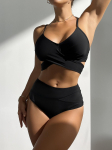 Push Up Bikini Vintažinis moteri&scaron;kas maudymosi kostiumėlis Moteri&scaron;kas maudymosi kostiumėlis auk&scaron;tu juosmeniu Bikinių rinkinys Black Cross plaukimo kostiumai Biquini maudymosi kostiumėlis S juoda