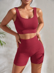 Besiūlis jogos rinkinys Sporto kostiumai su &scaron;ortais Crop Top Sexy Liemenėlė Moteri&scaron;kos kelnės, 2 dalių rinkinys Bėgimo treniruotės apranga Sporto drabužiai S