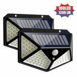 100 LED saulės &scaron;viesos apsauga lauko saulės sieninė lempa PIR judesio jutiklio lempa vandeniui atspari saulės &scaron;viesa, skirta sodo dekoravimui 2Pcs