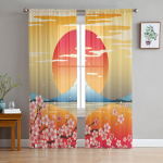 Japoni&scaron;ko stiliaus Sakura Sheer Voile Langų Užuolaidos Tiulis Užuolaidos Svetainės Balkono Apdailos Užuolaidos 135W x 114H(cm)