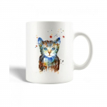 Mug en C&eacute;ramique Chat Color&eacute; Dessin de chat en multicolore