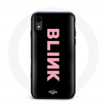 Coque pour Iphone XS Max Blink Fandom Blackpink Logo Rose Fond Noir