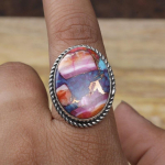 925 sterlingų sidabras, austrės vario turkio spalvos ovalus brangakmenio žiedas, rankų darbo dizainerio žiedas, žiedas Boho, sidabriniai papuo&scaron;alai, žiedas žiedas, jubiliejaus žiedas 6