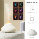 Romanti&scaron;kos atmosferos vulkaninio aromato difuzorius eterinio aliejaus lempa 130 ml USB ne&scaron;iojamas oro drėkintuvas su 6 spalvų liepsnos naktine lempute Matches the image