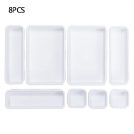 8vnt/komplektas Sandėliavimo plastikinės dėžutės Daugiafunkcinė padalinta laikymo dėžė Plastikinė makiažo organizatorius Stalinis stalčius laikymo padėklas balta