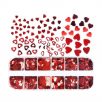12 box laser bright red nail glitter Valentine's Day love butterfly maple leaf nail patch material