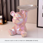 Geometrinė me&scaron;kos statula su dėkle, keramika padengta taupyklė, raktas, kosmetikos laikymo dėžutė, knygų lentynos statulos puo&scaron;mena.