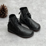 Retro Genuine Leather Women's Chelsea Boots - Casual Round Toe, Versatile Soft Leather & Sole, Short British Style Martin Boots 40 juoda