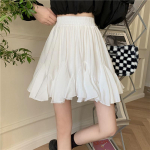 Moteri&scaron;kas sijonas Vasarinis solidus A formos rutulinis sijonas Y2K sijonas Universalus laisvalaikio mielas preppy stiliaus mini sijonai moteri&scaron;kas M balta