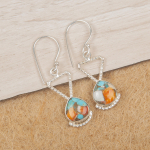 Dygliuotos austrės 925 prabos sidabro auskarai, rankų darbo brangakmenių auskarai, papuo&scaron;alai, dovanos žmonai, visi&scaron;kai nauji auskarai 1.62 Inches oranžinė