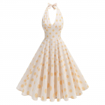 Moteri&scaron;ka retro auk&scaron;tu juosmeniu polka ta&scaron;kuota &scaron;ventinė vakarėlio suknelė kaklas atvira nugara seksuali midi suknelė XL