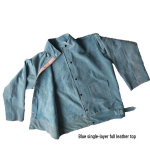 Karvės odos suvirintojo striukė: Atsparus kar&scaron;čiui, Apsaugantis nuo nudegimų, Apsauga nuo lankinio suvirinimo, Izoliuota oda suvirintojams.