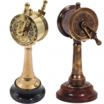 2 mini žalvarinių telegrafo aparatų rinkinys, sendinto ir auksinio apdailos, stalo dekoratyvinė dovana