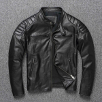 Kini&scaron;kas dydis Vintage geltona ruda tikros karvės odos natūralios odos striukė Motociklo paltai Vyri&scaron;ki dviratininkų drabužiai pavasario rudens Azijos dydis 6XL 3XL juoda odine striuke spalva