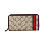 Gucci Ophidia GG Supreme piniginė su užtrauktuku aplink, smėlio spalvos drobė, rudos odos apdaila, žalia ir raudona juosta, vyri&scaron;ka, kasdienėms kelionėms, dovana 308009-KGD8R-9791 Box(Basic Set+Box)