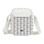 Lacoste Madingas Laisvalaikio Užtrauktuko Užsegimas PVC Peties Crossbody Krep&scaron;ys Vidutinio Dydžio Unisex krep&scaron;iai Off-White Teal NH4094JX-F89 Ivory & Emerald Green,Medium