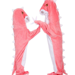 Animacinis smėlio skulptūros ryklio miegmai&scaron;is kombinezonas dinozauro pižama flanelinis ryklio namų kostiumas suaugusiems ryklio super mink&scaron;tas S pink