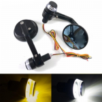 22 mm 7/8 colių universalus apvalus 3 colių motociklo vairo galas galinio vaizdo &scaron;oniniai veidrodėliai su LED posūkio signalais