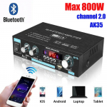 HiFi Skaitmeniniai AK35 Bluetooth Stiprintuvai MP3 Kanalas 2.0 Garso AMP Palaiko 110V-240V Namams Automobiliui FM USB Nuotolinio Valdymo pultas juoda