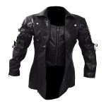 Naujas Steampunk Gothic Stiliaus Vyri&scaron;kas Odinis Ilgas Paltas Punk Biker Motociklininko Striukė &Scaron;ilta Izoliuota Vir&scaron;utinė Apranga Rudeniui Žiemai Streetwear Jojimui XXXXL