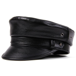 &bdquo;EFei&ldquo; žieminė vyri&scaron;ka natūralios odinė skrybėlė, vyri&scaron;ka plok&scaron;čia vir&scaron;ūnė lokomotyvui, retro stiliaus kari&scaron;kiams L(55-56cm) black