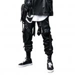 Vyri&scaron;kos krovininės kelnės hiphopo stiliaus Individualios tiesios kojos dirželio dekoras Vienspalvis giliai tarpkojo laisvos gatvės apranga elastinga juosmens kulk&scaron;nies juosteles vyri&scaron;kos kelnės