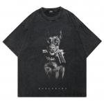 Streetwear Juokingi Dobermano &scaron;unų grafiniai skalbti juodi mar&scaron;kinėliai S juoda