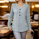 Moteri&scaron;ki megztiniai ilgomis rankovėmis, laisvalaikio megztiniai su mygtukais, vienspalviai megztinių vir&scaron;ūnės L juoda