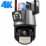 8MP 4K PTZ lauko objektyvo dvigubo ekrano &bdquo;Wifi&ldquo; stebėjimo kamera CCTV vaizdo apsaugos apsaugos automatinio sekimo kamera 8MP NO SD Card balta