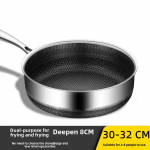 Buitinė pagilinta nelipni 316 nerūdijančio plieno korio keptuvė, suderinama su visomis viryklėmis 8cm deep, 30cm, without lid