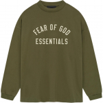 Fear of God Essentials Džersio ilgomis rankovėmis mar&scaron;kinėliai Karinė žalia spalva Vyri&scaron;ki vir&scaron;utiniai drabužiai 125BT244205F S