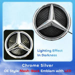 Automobilio priekinio buferio grotelių žvaigždės ženklelis Emblema Mercedes Benz W246 B180 B200 B250 3D veidrodinio pavir&scaron;iaus stiliaus LED logotipo emblema