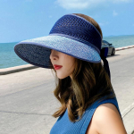 Naujos vasarinės moteri&scaron;kos &scaron;iaudinės skrybėlaitės Madingos Bowknot skrybėlės nuo saulės tu&scaron;čiaviduriai paplūdimio kepuraitės moteri&scaron;kiems skydeliui tu&scaron;čia Panamos skrybėlė