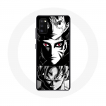 Coque pour Samsung Galaxy A41 Sangoku Naruto Luffy one piece Dragon Ball Z fond noir et blanc anime manga