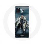 Coque pour Samsung Galaxy A21S Vikings S&eacute;rie Saison 6 Ragnar Lothbrok logo V Ep&eacute;e Gris Fond Brouilla