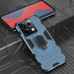 KEYSION smūgiams atsparus &scaron;arvų dėklas, skirtas Redmi Note 13 Pro 4G 13 Pro+ 5G Silikoninis + PC žiedas metalinis telefono stovas, skirtas Xiaomi POCO M6 Pro for Redmi Note 13 4G mėlyna