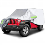 190T automobilio dangtis Jeep Wrangler 2 durų 4 durų, vėjui atsparus dulkėms atsparus UV apsaugos automatinis dangtelis Jeep Wrangler JK, JL, YJ 1987-2019 2-door sidabras