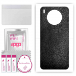apgo Protective Skin Sticker for the back compatible with Honor 50 LITE, Wrap Film, Foil, Vinyl - Pattern Black Leather
