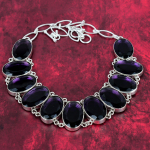 Briaunuotas ametistas 925 prabos sidabro vėrinys, reguliuojama grandinėlė, brangakmenio vėrinys dovana jai, stilingi papuo&scaron;alai, rankų darbo vėriniai Adjustable with 18 inches violetinė