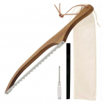 Medinis duonos pjaustyklės pjūklas su atsuktuvu, pjaustytuvo dangteliu Naminis duonos pjaustyklės duonos pjaustyklė skrudinta duona bagetė Dantyta pjaustymo įrankiai Virtuvės prietaisai E